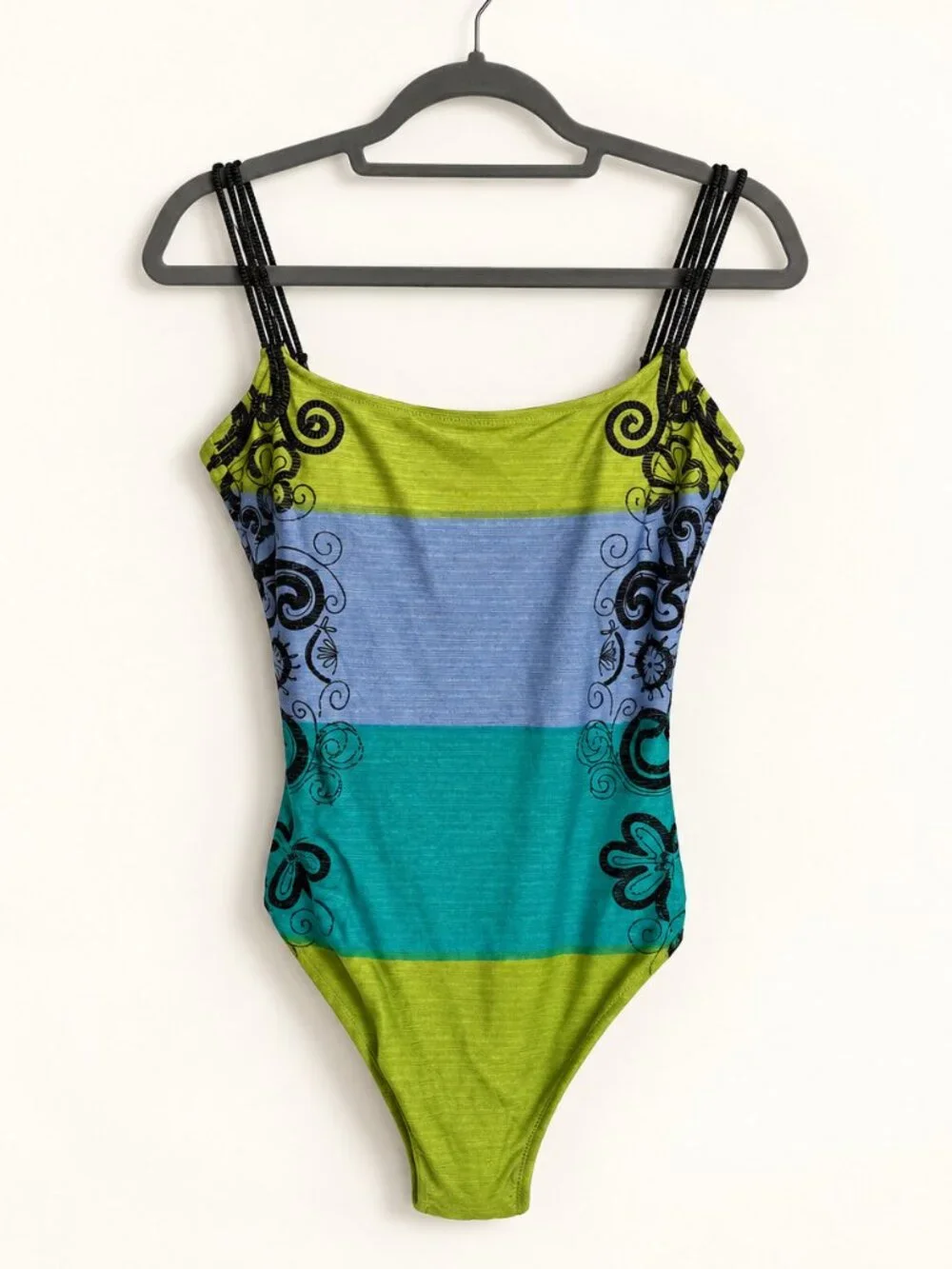 Cyberswim Colorblock Multi-Cord Strap One-Piece Swimsuit Size 10